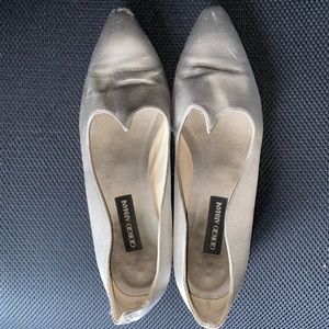 Giorgio Armani satin silver loafers